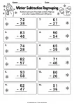 Winter Subtraction Regrouping printable worksheet