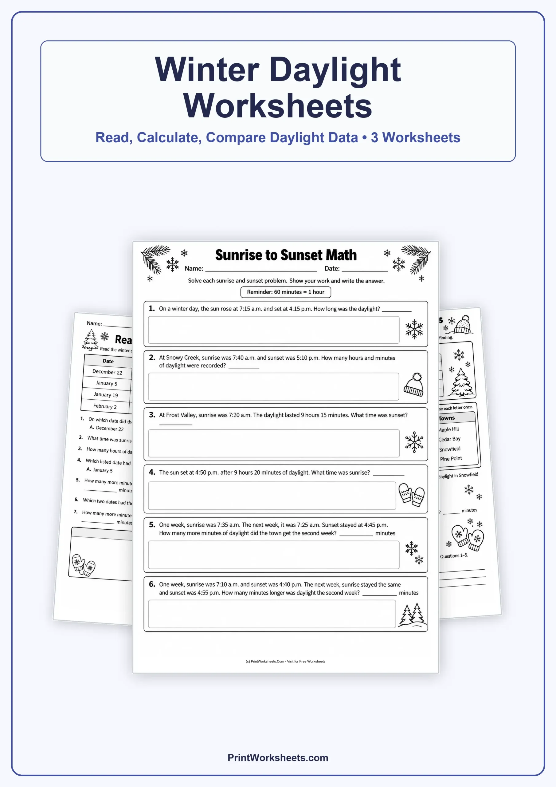 Winter Daylight Worksheets – Free Printable PDF - Free Printable Worksheet