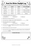 Read the Winter Daylight Log - Grades 3-4 winter daylight worksheet
