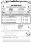 Winter Daylight Data Detectives - Grades 3-4 winter daylight worksheet
