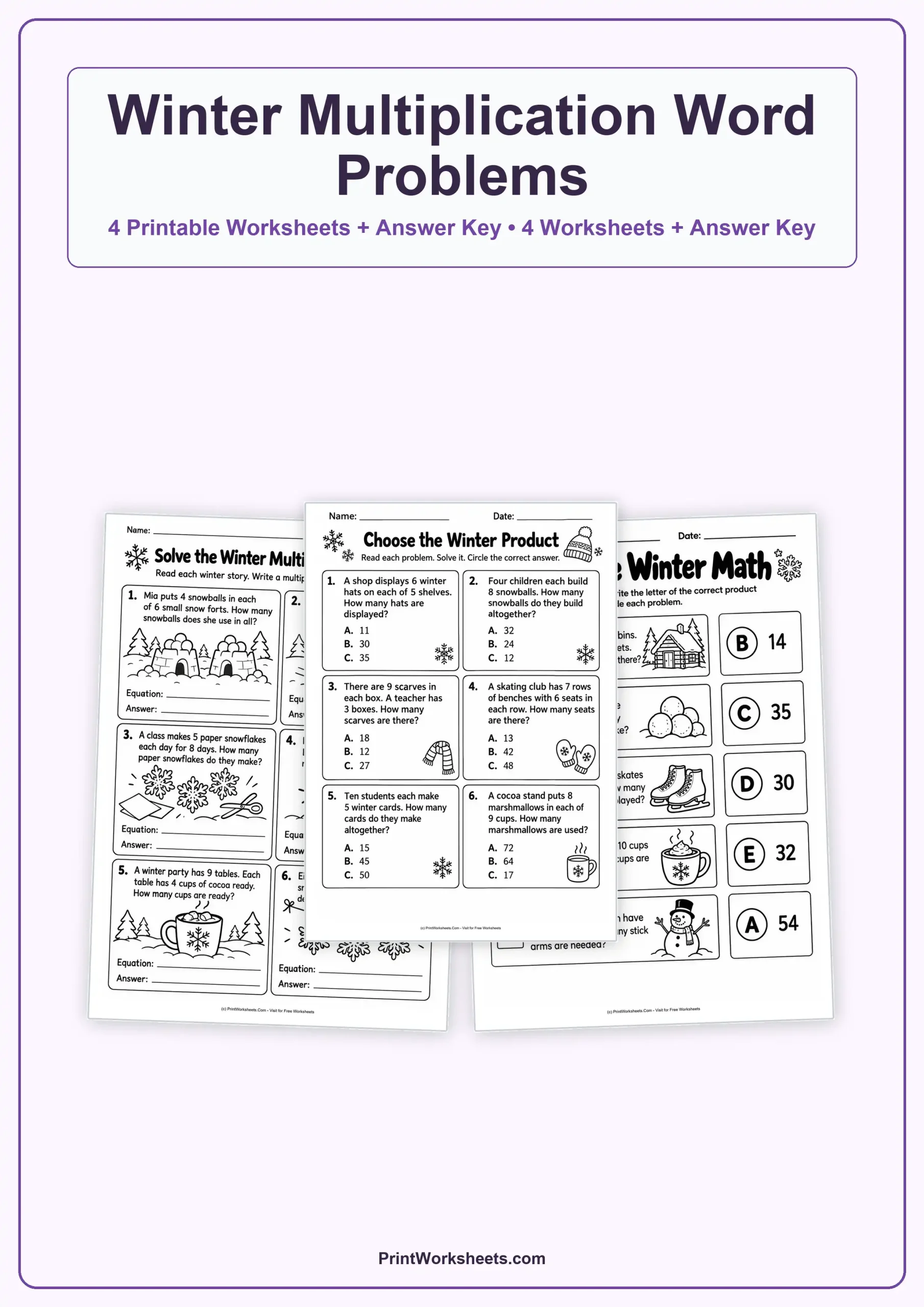 Winter Worksheets Worksheet - Winter Multiplication Word Problems Worksheets – Free PDF | Free Printable
