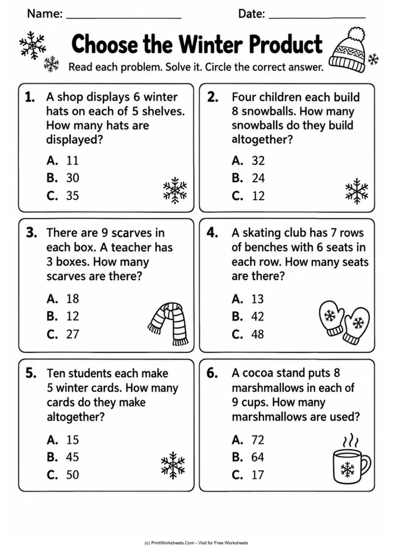 Choose the Winter Product Choose the Winter Product printable worksheet