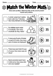 Match the Winter Math printable worksheet