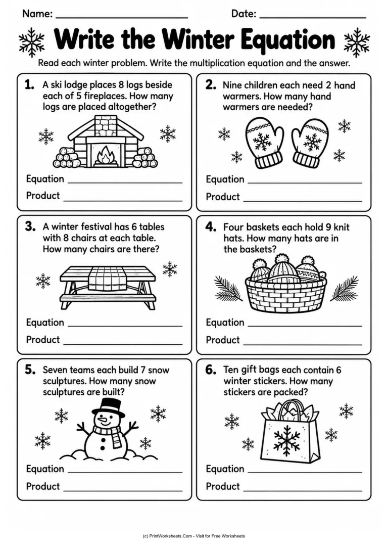 Write the Winter Equation Write the Winter Equation printable worksheet