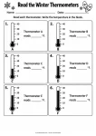 Read the Winter Thermometers - Grade 2 thermometer reading worksheet
